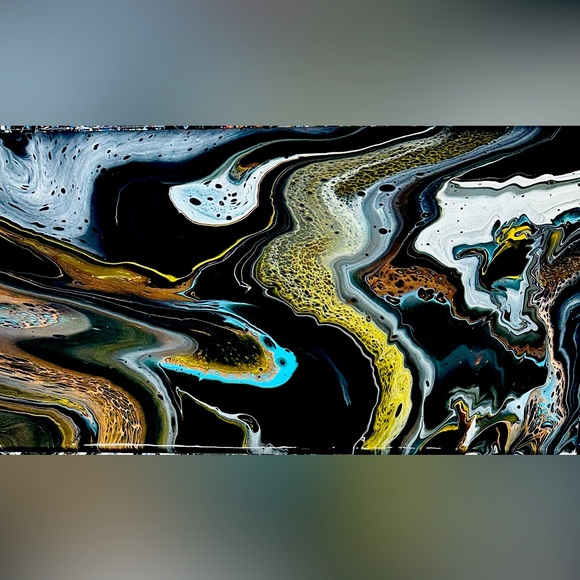 Abstract pour/swipe. Rich metallic colors really make this one of a kind